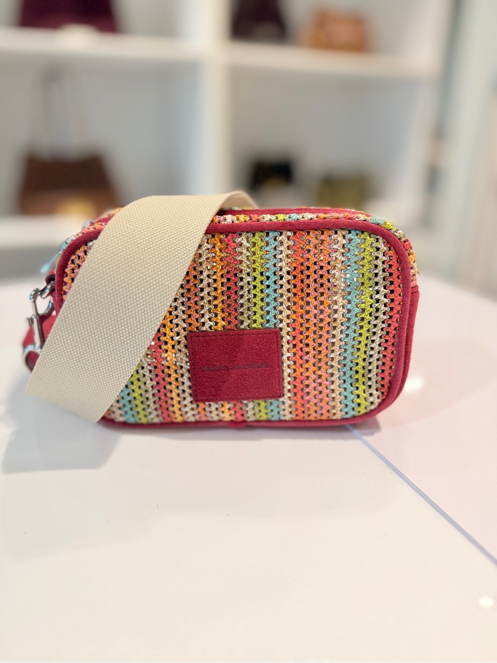 NWT Marc Jacobs mesh / suede camera bag- rhubarb multi